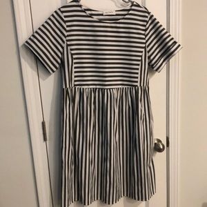 Gray and white stripe dress